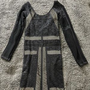 BLACK BEBE BODYCON MESH DRESS